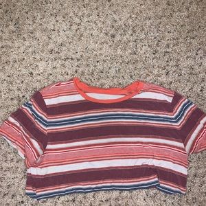 Stripped Cropped Americans Eagle T-Shirt